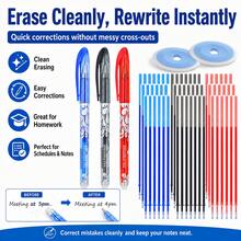 85-Piece Erasable Gel Pen Set, 3 Refillable Erasable Pens With 80 Replacement Refills And 2 Erasers, Smooth Writing Pens For Students, School, Office, Homework, Note Taking, Journaling, Planning And Everyday Writing - Multiple Styles - View 9