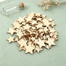 100-Piece Mini Wooden Stars In Mixed Sizes 10/12/15/20mm, Scatter Decor Stars For DIY Crafts, Table And Christmas Decoration - 100Pcs - View 1