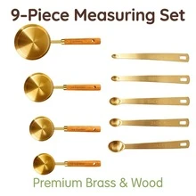 Gold Measuring Spoons, 9-Piece Heavy Duty Stainless Steel Measuring Set, Suitable For Liquid And Dry Ingredients, Cooking And Baking, Gift Box - Yellow - View 6