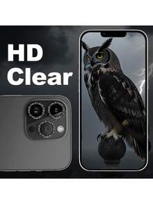 XINHONGYU 5片裝亮面亮片水鑽相機鏡頭保護膜，適用 17 Pro Max Plus 16 15 14 13 12 Mini 11，鋼化玻璃保護膜，生日禮物，送給家人朋友，閃亮水晶，鏡頭保護膜，手機配件，防水、防震、防摔、防刮、防指紋，全覆蓋 - 黑色 - 查看 2