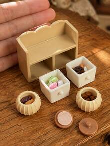 Miniature Snack Storage Canister Set, Dollhouse Storage Rack, Drawer Canister Candy Cookie Food Decor Model, Resin Material, Non-Edible - one-size - View 4