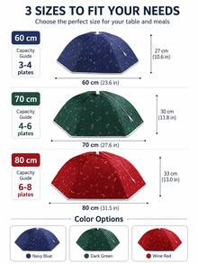 Large Round Foldable Vegetable Cover - Carbon Steel Frame With Fabric, Suitable For Kitchen Countertop And Dining Table Protection, Dust-Proof, Heat Retention, Vegetable Storage, Decorative Kitchenware, Sturdy Structure, Ideal For Cooking Enthusiasts, Fashionable Kitchenware, Durable Material, Food Protection Cover, Home Chefs - Multicolor - View 4