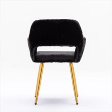 Dining Chairs With Faux Fur, Pink - Mid-Century Style - 黑色 - 查看 3