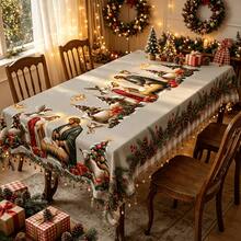 1pc Jesus Birth Print Tablecloth, Polyester Material, Nativity Scene Tablecloth With Angels, Sheep And Pine Cone Background, Suitable For Christmas Party Decoration, Gathering Decoration, Family Dinner Decoration And More - A - View 11