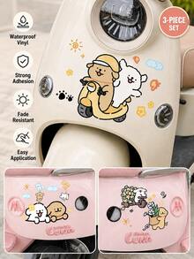 1 Set Line Art Puppy Electric Scooter Stickers, Cute Cartoon Maltese & Golden Retriever, Waterproof & Sun-Proof Body Decals For Yadea, Aima, Tailing Motorcycle, Scratch Cover Decorative Stickers - Motorcycle Cartoon Stickers - View 6