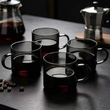 2/4/6 High Borosilicate Heat-Resistant Glass Small Tea Cups, Transparent Black Handle Host Cup, Kung Fu Tea Set, Small Coffee Cup, Recommended Hand Wash, Home Guest Cup, Tea Tasting Cup, Reusable Drinking Cup, Suitable For Tea, Coffee, Milk And Other Beverages, Ideal For Home Daily, Office, Gathering Use - Black - View 7