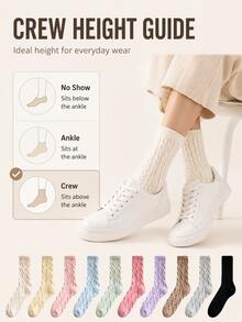 5 Pairs Women's Thick Winter Socks, Comfortable Knitted Mid-Sole Design, Soft And Warm (No Cardboard) - Multicolor - View 8