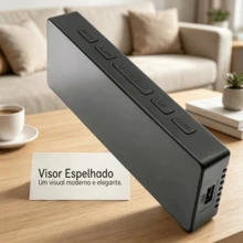 Relogio Digital De Mesa Com Despertador Tela Espelhada LED Alarme E Temperatura Funciona USB E Pilha AAA - Despertador - Visão 8
