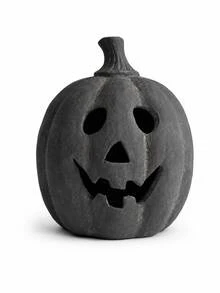 Halloween Decor - Black Handcrafted Clay Pumpkin Lantern | Autumn Decoration, Table Centerpiece, Indoor/Outdoor Decor, Suitable For Porch, Yard, Front Door, Mantel - Multicolor - View 9