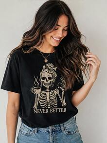 Women T-Shirts - 黑色 - 查看 3