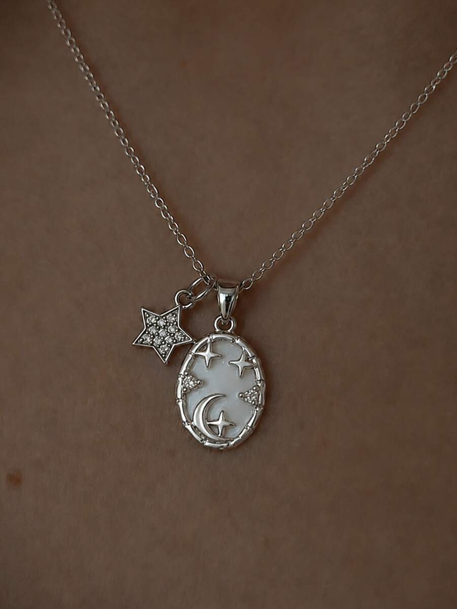 1 Pc Fashion Shiny Cubic Zirconia Unicorn Pendant Necklace For Women Fine Stainless Steel Chain Jewelry Gift