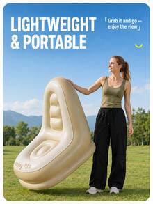 Portable Inflatable Lounge Chair, High Back Foldable Lazy Sofa Chair, Ergonomic Air Couch For Indoor Outdoor Camping, Living Room, Bedroom, Balcony & Patio - A - View 7