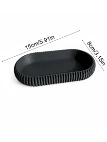 Striped Oval Multi-Functional Storage Tray, 3D Printed Design Plastic Material; Minimalist Style Storage Dish; Suitable For Entryway, Vanity, Bathroom And Office Desk Decoration Multi-Purpose Key, Coin, Jewelry Storage Tray; Practical Housewarming Gift Storage. - Multicolor - View 3