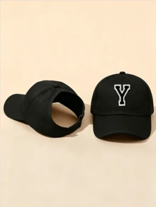 1pc Solid Color Open Back Ponytail Baseball Cap With 26 Letters, Women Fashion Sports Sun Hat For Outdoor UV Protection - Black - View 25