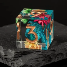 Floral D&D Dice Set, Sharp Edge Resin Polyhedral Dice, Floral D&D Dice, Handmade Flower Embedded Dice, Suitable For Tabletop Role-Playing Games - Multicolor - View 3