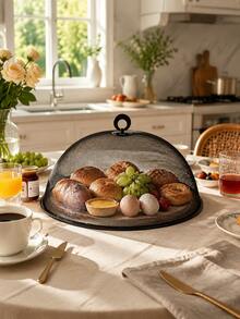2pcs/1pc Black Metal Frame Mesh Food Cover, Breathable And Durable, Suitable For Kitchen And Dining Table Protection, Can Cover Plates, Desserts And Other Foods, Catering Service Accessory, Smooth Metal Appearance, Suitable For Christmas, Valentine's Day - Multicolor - View 13