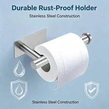 Self-Adhesive Wall-Mounted Toilet Paper Holder, No Drilling Required, Includes Adhesive Backing, Suitable For Bathroom, Back To School Supplies, Halloween Gift - Multicolor - View 7