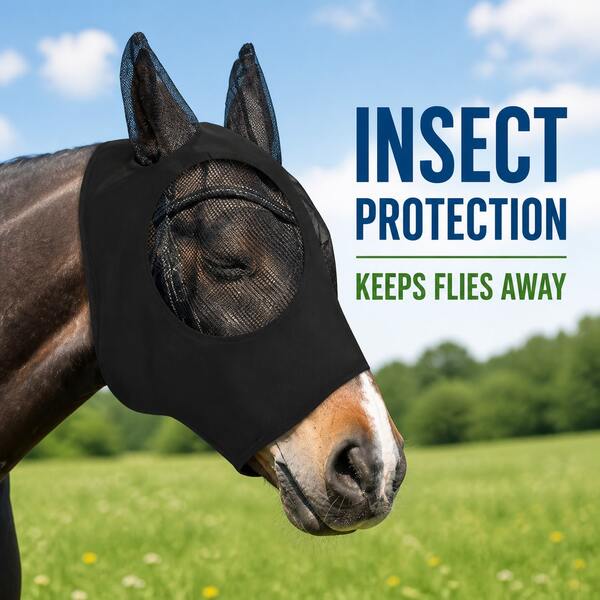 Breathable Horse Mesh Fly Mask With Pink Trim, Summer Cooling Face Cover With Ears, Soft Cotton Edge Horse Headwear For Farm, Riding And Insect Protection