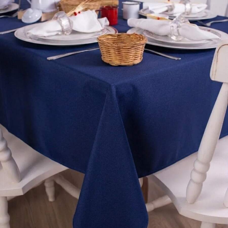 Toalha De Mesa Em Oxford Liso Azul Marinho Diversos Tamanhos - Azul Marinho - Visão 1