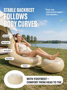 Portable Inflatable Lounge Chair, High Back Foldable Lazy Sofa Chair, Ergonomic Air Couch For Indoor Outdoor Camping, Living Room, Bedroom, Balcony & Patio - A - View 1