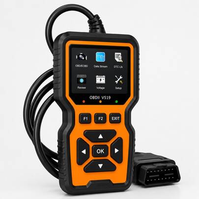 2026 V519 Escáner OBD2 con Botón de Silicona Herramienta de Diagnóstico Automotriz Lector de Códigos de Falla del Motor Borrador de Códigos Automático Herramienta de Reparación de Camiones Pesados Flujo de Datos en Vivo I/M Ready Reinicio de ECU OBDII EOBD