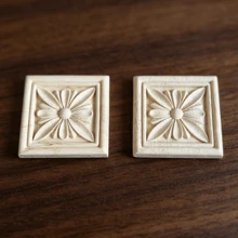 2pcs Solid Wood Carved Square Decals, Home Decorations, Woodworking Supplies, Suitable For Cabinets, Doors And Windows, Furniture, Background Walls, Porches, Offices And Other Decorations, Holiday Decorations, DIY Decorations. - Multicolor - View 2