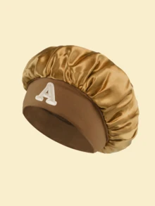 1pc Tenderness Of Exclusive Letters A-Z Customized Hair Cap Textured Design Home Sleep Hair Care Cap Premium Quality - Gold - View 5