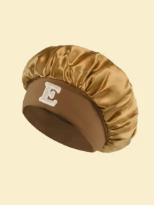 1pc Tenderness Of Exclusive Letters A-Z Customized Hair Cap Textured Design Home Sleep Hair Care Cap Premium Quality - Gold - View 9