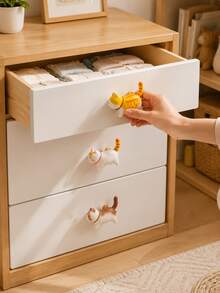 Cute Cat Shaped Drawer Pulls, 3D Animal Cabinet Knobs, Suitable For Nursery Decor, Decorative Furniture Handles - Handle - View 2