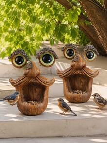 Funny Tree Face Resin Bird Feeder, Outdoor Tree-Hanging Wild Bird Feeding Station, Humorous Garden Decor Sculpture, Suitable For Backyard, Patio, Deck, Perfect For Bird Lovers And Nature Enthusiasts, Outdoor Decoration, Autumn Decor - Big-eyed Bird Feeder - View 7
