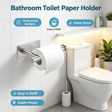 Self-Adhesive Wall-Mounted Toilet Paper Holder, No Drilling Required, Includes Adhesive Backing, Suitable For Bathroom, Back To School Supplies, Halloween Gift - Multicolor - View 4