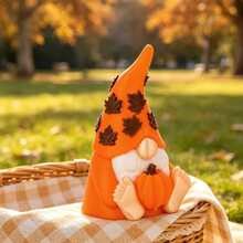 1pc Cute Pumpkin Gnome Figurine, Autumn Maple Leaf Style Small Decor, Suitable For Yard, Windowsill, Dining Table, Halloween Thanksgiving Christmas Scene Prop, Creative Harvest Gift, Create Cozy Autumn Home Atmosphere - Orange - View 3