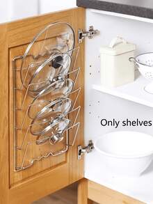 Cabinet Door Or Pantry Wall Pot Lid Organizer - Pot And Lid Storage Rack - Glass And Metal Pot Lid Organizer, Suitable For Cabinets, Kitchen Storage Solution - View 5