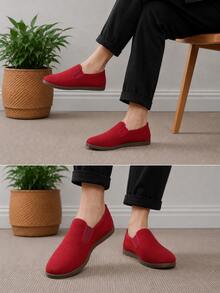 Men Canvas Shoes - Red - View 2