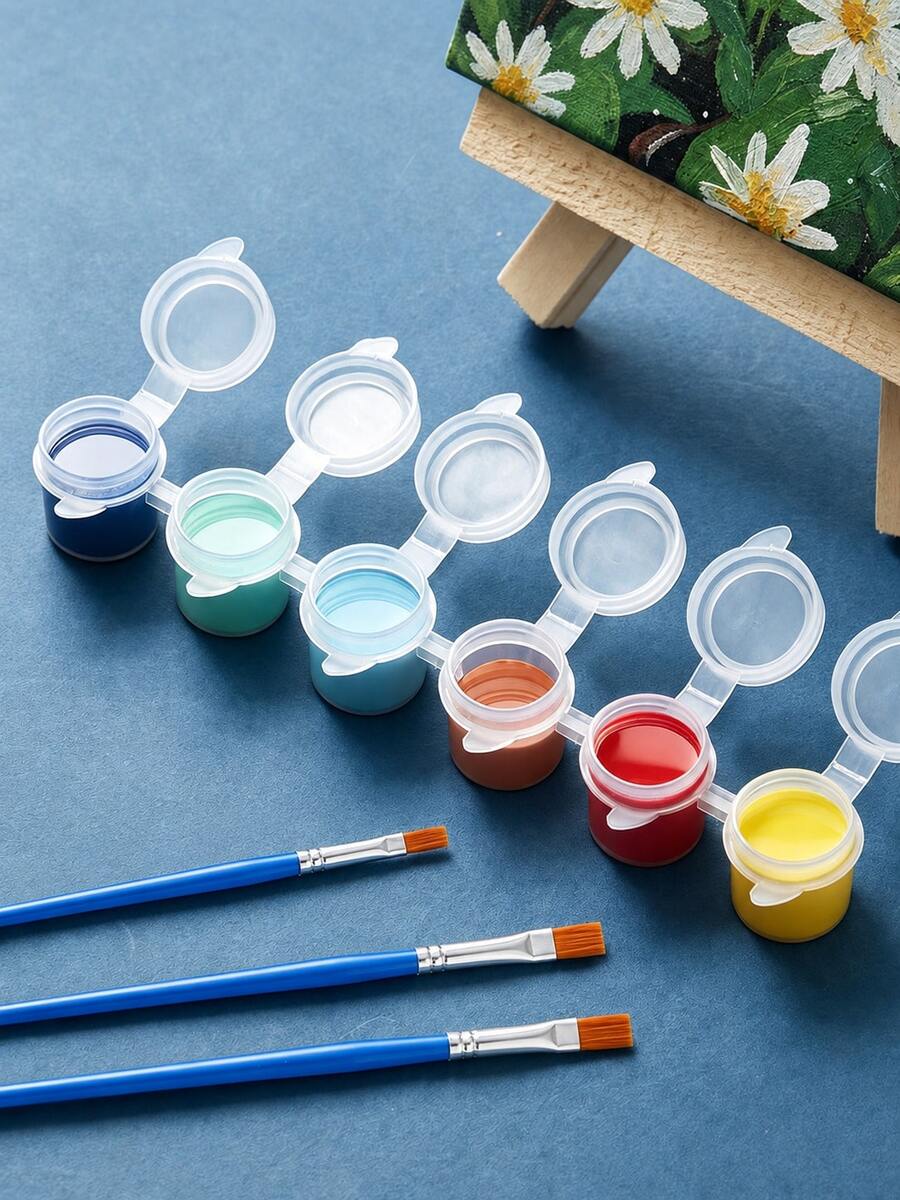 Empty Paint Pots, Acrylic/Gouache/Watercolor Plastic Empty Boxes, Mini Acrylic Paint Containers With Lids, 6 Interconnected Empty Paint Boxes 3ml/0.1oz, Suitable For Students, Exquisite Painting Color Box, Craft Materials, DIY Graffiti Painting Tools - Multicolor - View 1