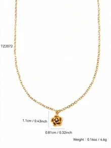 TONSI 1 件优雅迷人的韩式时尚高品质 18K 镀金不锈钢玫瑰花吊坠项链，适合夏季、假日、旅行、工作、日常穿着、派对、女士礼物 - 金色 - 查看 11