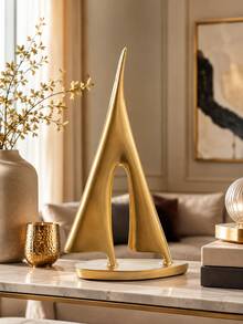 1pc Modern Gold Abstract Resin Sailboat Sculpture, Minimalist Desktop Home Decor Ornament, Suitable For Living Room, Bookshelf, Office, Entryway, Console Table, Elegant Housewarming Gift - Multiple Styles - View 4
