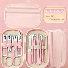 14-In-1 Stainless Steel Manicure & Pedicure Set, Multi-Color Portable Nail Clipper Set, Professional Grooming Tools With Green, Blue, Pink PP Storage Box, Unisex, Suitable For Home And Travel - Multicolor - View 11