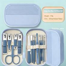 14-In-1 Stainless Steel Manicure & Pedicure Set, Multi-Color Portable Nail Clipper Set, Professional Grooming Tools With Green, Blue, Pink PP Storage Box, Unisex, Suitable For Home And Travel - Multicolor - View 12