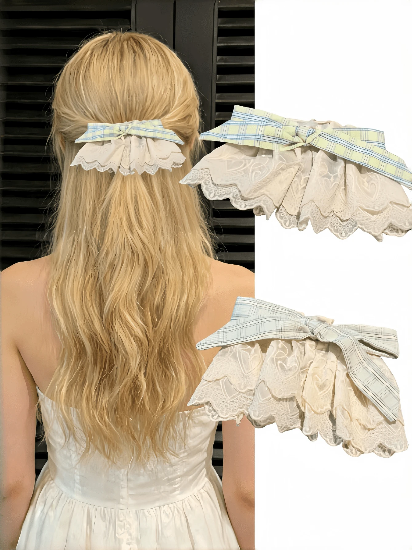 1pc Slouchy Style Bow Knot Lace Headband Back Of Head Spring Hair Clip, New Minimalist Hair Clip