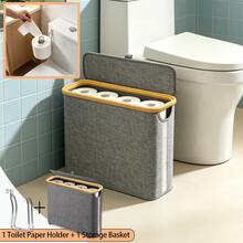Baofeng 1pc Toilet Paper Storage Basket With Lid, Laundry Basket Bathroom Storage Rack, Easy Install Toilet Paper Holder, Home Kitchen Bathroom Accessories Storage Rack Toilet Paper Storage Box, Halloween, Christmas, Autumn Bathroom Accessories - Multicolor - View 16