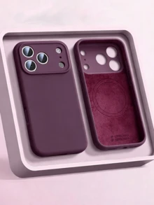 Luxury Liquid Silicone For Magnetic Phone Case Compatible With IPhone 17 ProMax 17 Pro 17 Air 17 16 Plus 15 14 13 12 Pro Max Wireless Charging Skin Smooth Cover - Cherry Red - View 2