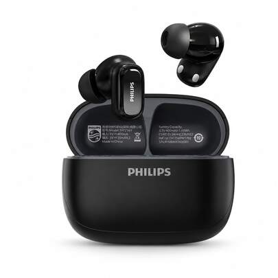 PHILIPS Écouteurs sans fil TAT2569, jusqu'à 31 heures de lecture avec boîtier de charge, réduction de bruit Pro, basses dynamiques, Bluetooth 5.4 et micro IA pour des appels clairs, ajustement confortable pour les trajets, les voyages, le travail et les études, conçus pour les étudiants et les professionnels