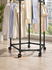 muebles,perchero para ropa,rack para ropa,tendederos para secar ropa,secadora de ropa,Tendedero de Ropa de Piso con Ruedas Giratorias 360°, Perchero Organizador de 2 Niveles para Balcón e Interior, Estructura Multilateral Negra para Camisas, Pantalones, Toallas y Ropa Familiar, 172 cm - A - Ver 7