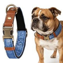 Set Kalung dan Tali Anjing Paduan Logam Tahan Lama Gaya Denim 2 Buah | Gesper Tahan Tarik yang Kuat. Lapisan Neoprene yang Nyaman Melindungi Bulu; Pegangan Lebar Tidak Menyebabkan Gesekan. Dapat Disesuaikan untuk Anjing Kecil hingga Sedang. Cocok untuk Penggunaan di Dalam dan Luar Ruangan. - Biru - View 4