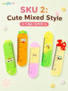 5pcs Cute Mini Rulers 5cm Pocket Rulers, Portable Measuring Tools, Student Stationery Gifts - Multiple Styles - View 11
