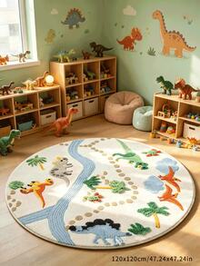 1PC Round Cartoon Dinosaur Park Rug, Jurassic River Forest Scene ...