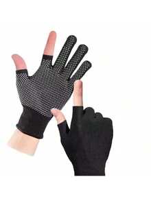 1 Pair Outdoor Fishing Tea Picking Express Delivery Packing Labor Protection Dot Glue Anti-Slip Gloves Cycling Split Finger Touchscreen Thin Gloves - Multicolor - View 10