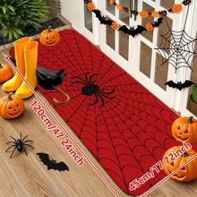 1/2pcs Halloween Door Mat, Halloween Theme Red Spider Web Pattern Flannel Floor Mat, Soft Absorbent Non-Slip Machine Washable, Suitable For Entryway, Living Room, Bedroom, Kitchen, Bathroom, Laundry Room And Patio, Multi-Functional Home Floor Mat, Holiday Decoration Suitable For Halloween Decor - Multicolor - View 13