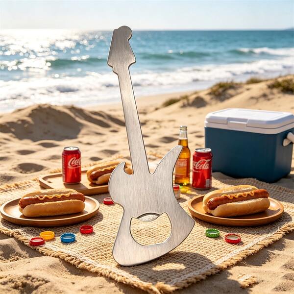 Metal Guitar Shaped Bottle Opener Stainless Steel Beer Opener Portable Creative Practical Gift Suitable For Men Father's Day Birthday